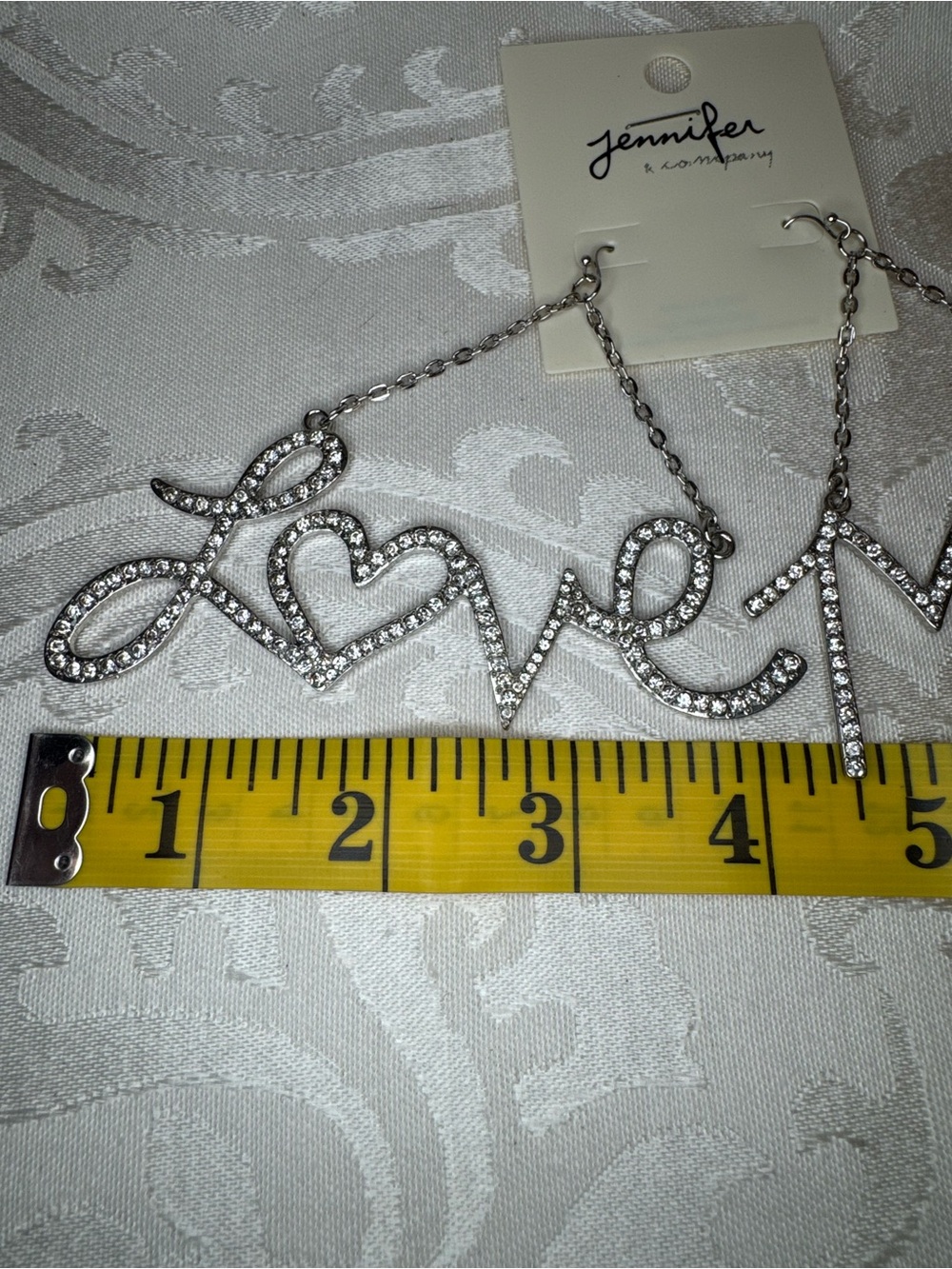 New Jennifer & Co Silver 'Love Me' Rhinestone Chunky earrings - Picture 3 of 3